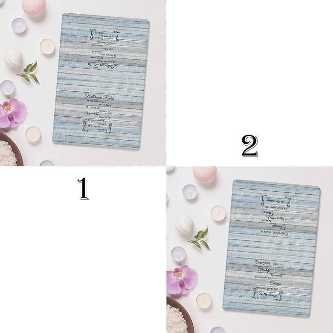 Funny Bathroom Rules Decorative Hand Towels Set of 2, Rustic Farmhouse Hand Towels for Bathroom Decor, 16x24 Inch(Classic Style)