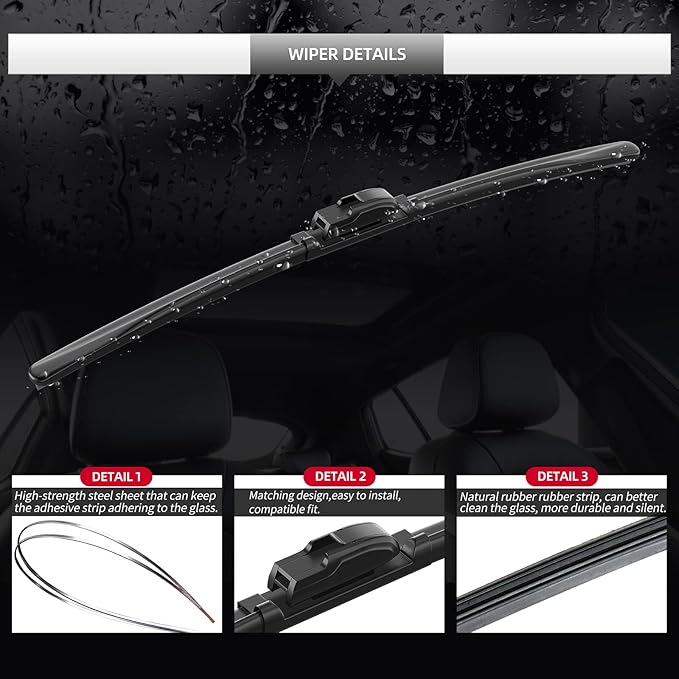 Front and Rear Windshield Wiper Blades, 3 Pcs Front and Back Windshield Wipers Blades Replacement for Lexus UX 250h 300h 2019-2025, 26" 16" 12", Car Window Wiper Blades from 2019 to 2025
