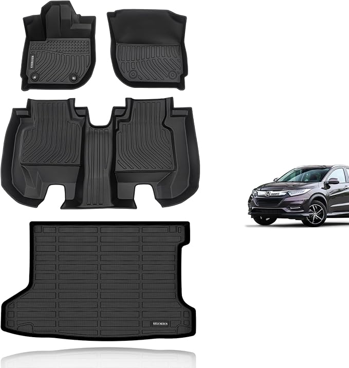 KELCSEECS Floor Mats & Cargo Liner Custom for 2016 2017 2018 2019 2020 2021 2022 Honda HR-V (AWD Model) Car Mats Cargo Mat Trunk Mat Honda HRV All Weather Floor Mats Trunk Liner Accessories