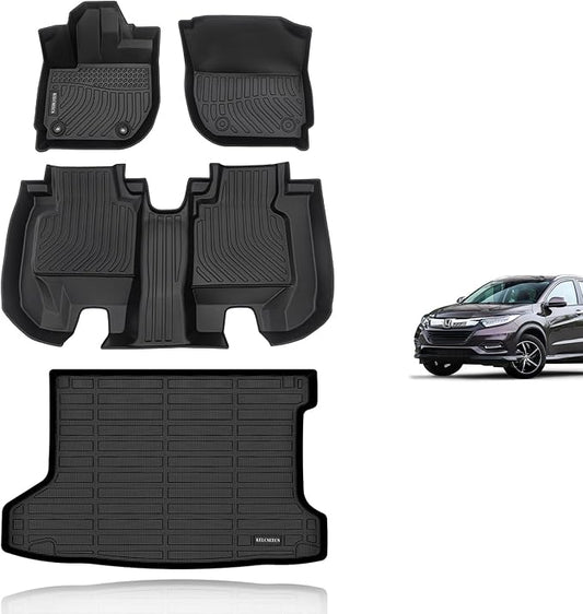 KELCSEECS Floor Mats & Cargo Liner Custom for 2016 2017 2018 2019 2020 2021 2022 Honda HR-V (AWD Model) Car Mats Cargo Mat Trunk Mat Honda HRV All Weather Floor Mats Trunk Liner Accessories