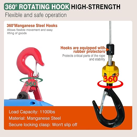 3 in 1 Electric Hoist Winch,1100LB 1500W Portable Power Winch Crane,110V/120V Electric Winch Crane with Manual Wire Wireless Remote Control,26FT Lifting Height,for Towing,Warehouse,Factories