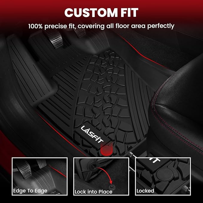 LASFIT Floor Mats for Jeep Renegade 2015-2023 All Weather TPE Custom Fit Car Mats Floor Liners 1st & 2nd Row, Black