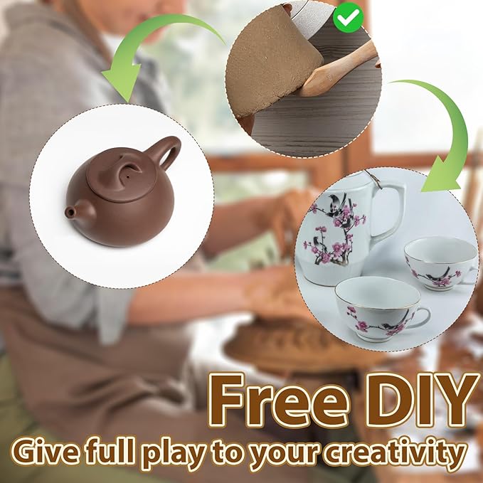 JIYIN 10 Piece Wooden Clay Sculpting Tool, 6'' Double Ended Ceramic Wooden Clay Modeling Sculpture Tool Polymer Pottery Dough Modeling Tool Kit for Cutting Carving Detailing and Smoothing