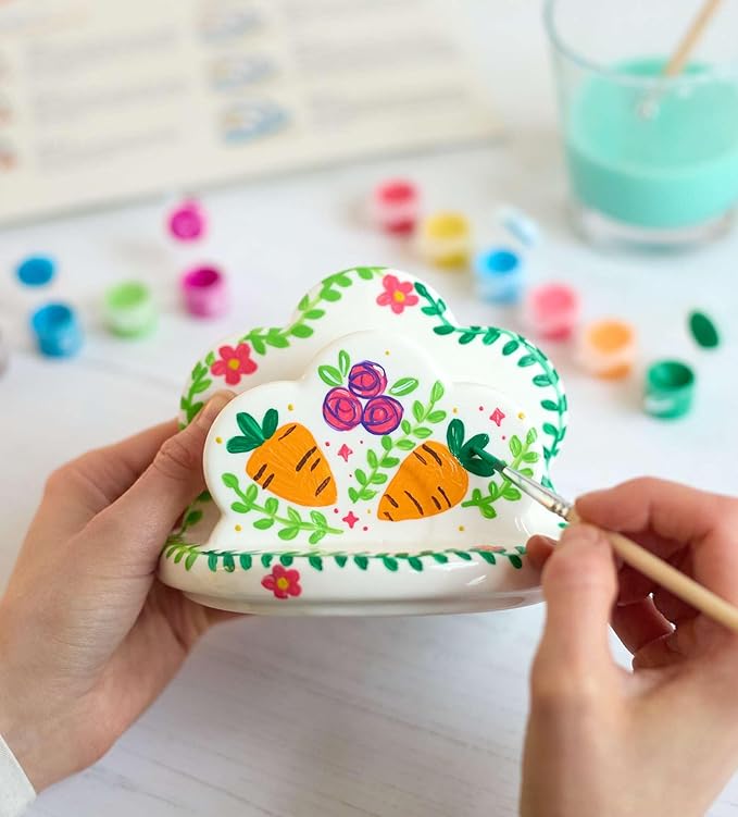 Pott'd Paintables Breakfast Bliss Ceramic Painting Kit – Paint Your Own Egg Cups & Toast Rack – Pottery Painting Kit for Adults Includes Paints, Brushes & Painting Inspiration Guide