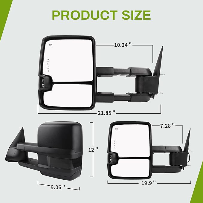 AUTOSAVER88 Towing Mirrors Compatible with 2003-2006 Chevy Silverado Tahoe Suburban Avalanche GMC Sierra Yukon Cadillac Escalade Power Heated LED Turn Signal Manual Telescoping Folding Clearance Light