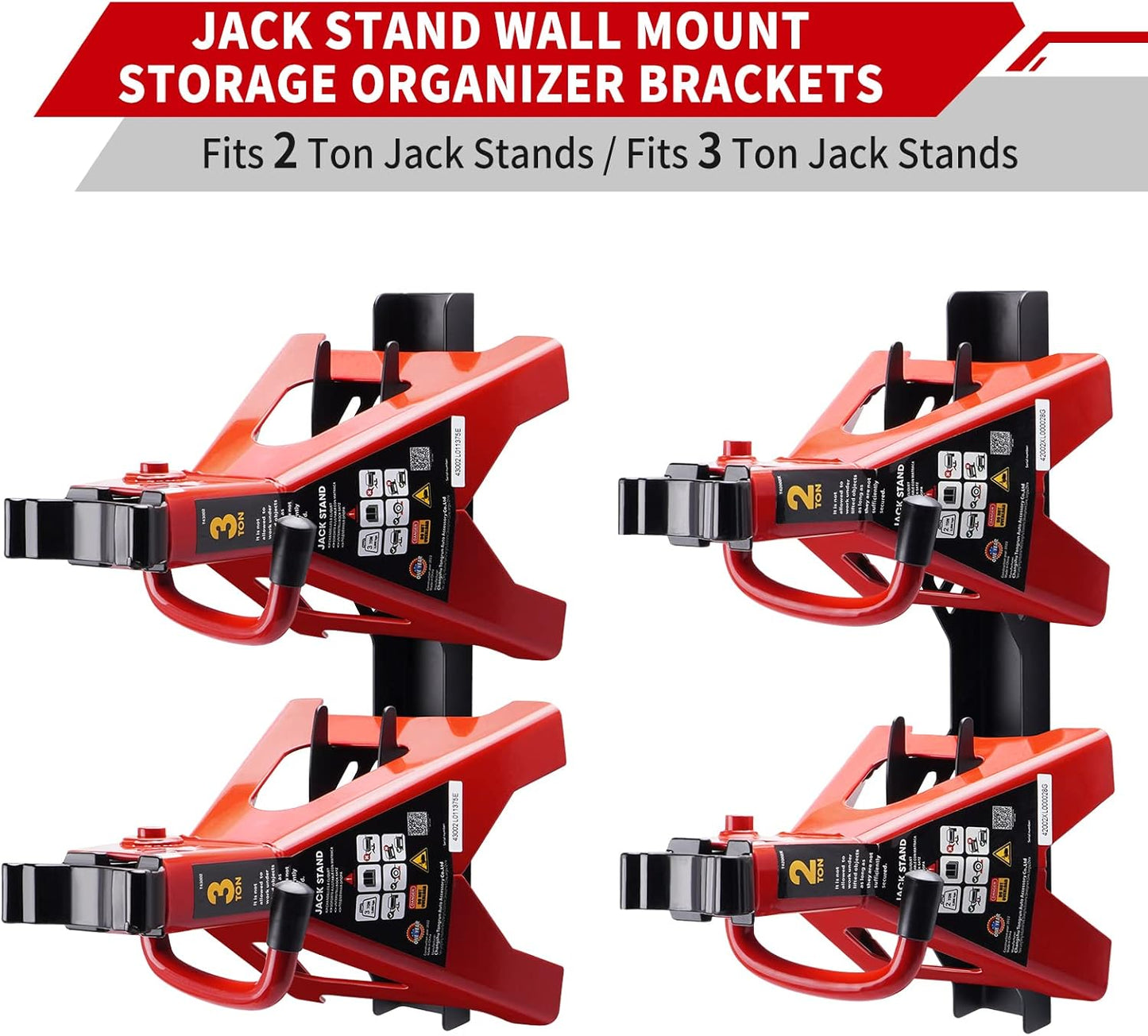 Jack Stand Wall Mount Organizer: Jack Stands Holder Storage Rack Mount - Fit for 2 & 3 Ton Jack Stand (2 Pack)