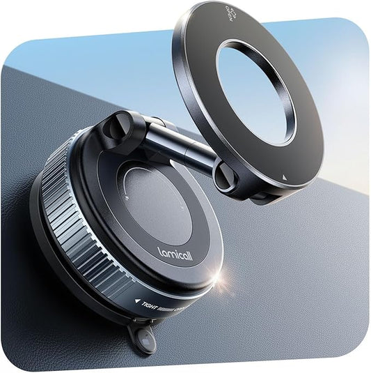 Lamicall Car Phone Holder Mount - [70 LBS Strongest Suction] for Magsafe Car Mount, 360° Adjustable Suction Cup Phone Mount Dashboard Windshield Vacuum Magnetic Phone Holder fit iPhone 17 16 Pro Max