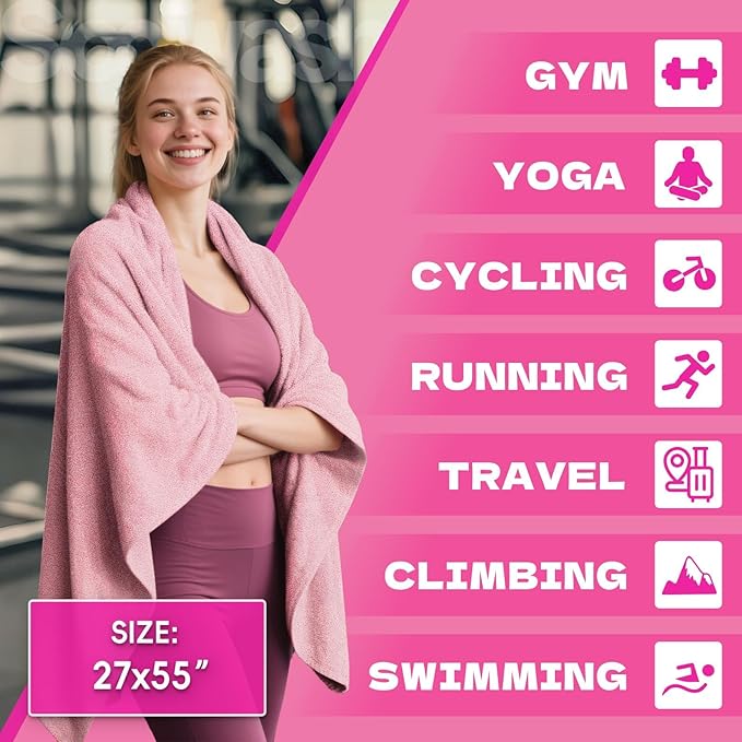 Microfiber Gym Towels for Showering Working Out Quick Dry Negative ions Large Middle Small Sizes Lightweight Gym Towel for Men Women Tennis Sports Towels for Body Hot Yoga Fitness Essentials