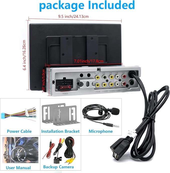 10.1" Detachable and Adjustable Single Din Car Stereo Wireless Apple Carplay &Android Auto with 1280 * 800 IPS Touch Screen, Bluetooth 5.2/Voice Control/Subwoofers/FM/AM/SWC/Free Backup Camera