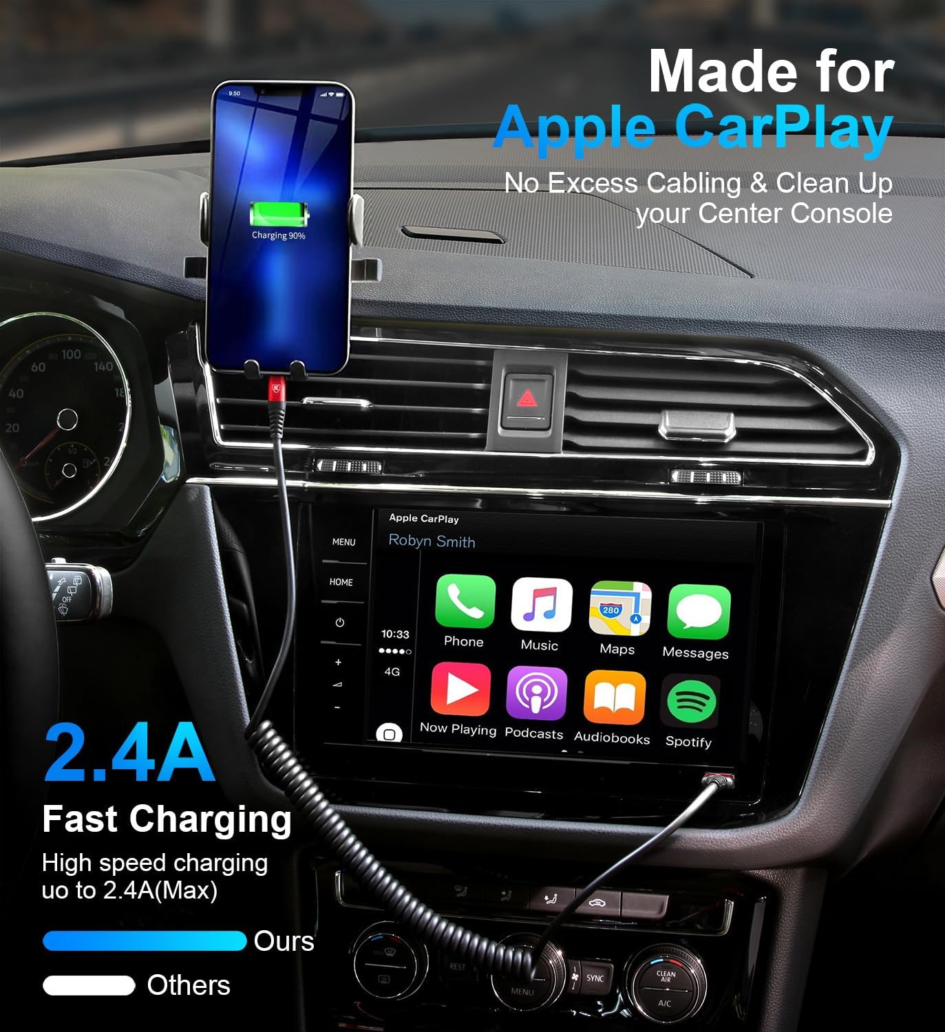 Coiled Lightning Cable, iPhone Charger Cable 3FT/6FT for CarPlay, 2 Pack [Apple MFi Certified] Lightning Cord Compatible with iPhone14/13/12/11 Pro Max/XS MAX/XR/XS/X/8/7/Plus/6S iPad/iPod-Red