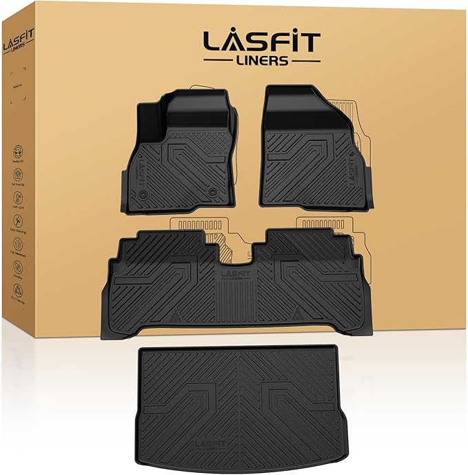 LASFIT Floor Mats & Cargo Liner for Chevrolet Chevy Bolt EUV 2022-2023 (Not EV), All Weather TPE Custom Fit Floor Mats for Car, Car Mats Full Set for Chevy Bolt EUV Accessories (Fit in Upper Position)