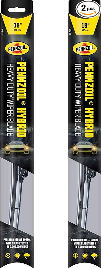 Pennzoil 872 Hybrid Heavy Duty Wiper Blades, 19 Inch & 19 Inch Windshield Wipers (Pack of 2), Automotive Replaceable Wiper Blades Reinforced with a Double Spring Frame for the Toughest Weather