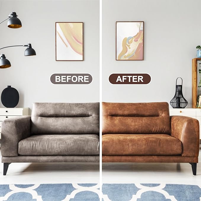 STARTSO WORLD Leather Recoloring Balm with Mink Oil Leather Conditioner, Leather Repair Kit for Couches,Beige Leather Dye for Furniture, Car Seat, Sofa, Shoes, Vinyl