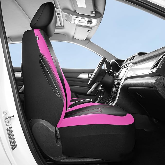 Neoprene Waterproof Car Seat Covers, Composite EVA Seat Covers, Car Seat Cover Front Seats Airbag Compatible, Universal Automotive Comfort for Most Cars,Trucks,SUVs(Black Pink 816)