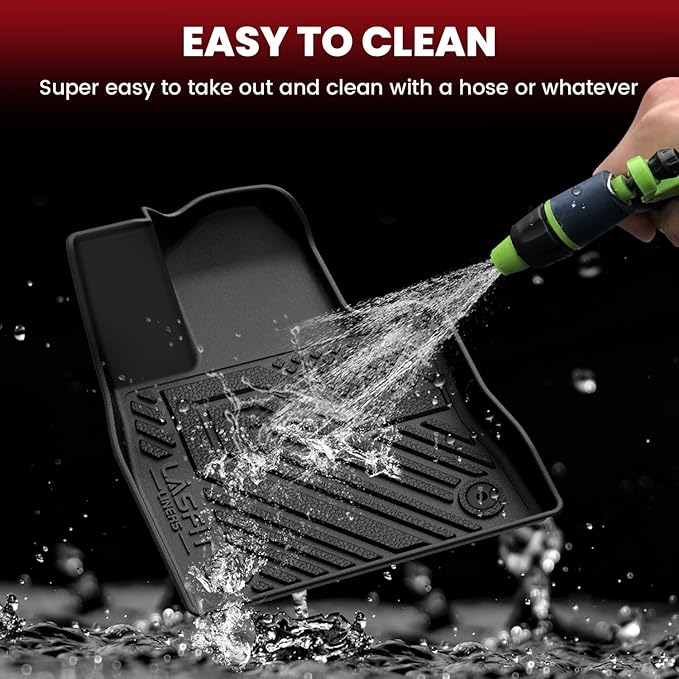 LASFIT Floor Mats & Cargo with Backrest Mat for Ford Explorer 2020-2021 6 Passenger, Custom Fit All Weather Protector TPE Easy Clean Floor Liners, 5pcs Full Set Black