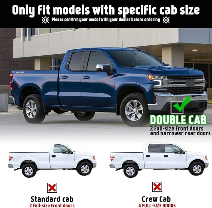 PZ 6 inch Double Cab Running Boards Compatible with 2019-2025 Chevy Silverado/GMC Sierra 1500, 2020-2025 for 2500HD 3500HD Black Aluminum Alloy Side Step Nerf Bar