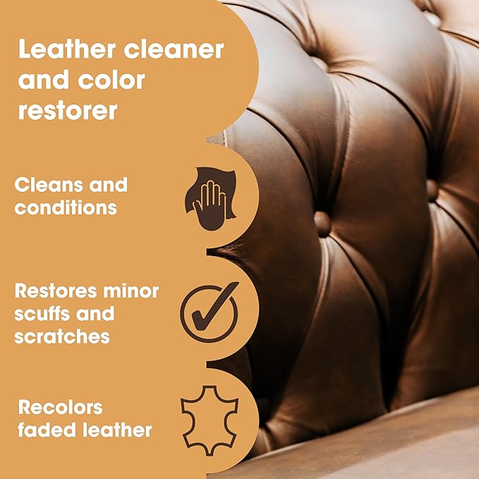 Furniture Clinic Leather Easy Restoration Kit | with Leather Recoloring Balm, Cleaner, Sponge, and Cloth | Leather Repair Kit for Scratched and Faded Furniture (Light Grey)