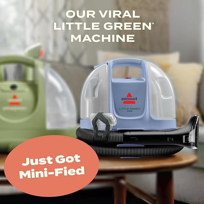 BISSELL Little Green Mini Portable Carpet and Upholstery Deep Cleaner, Car/Auto Detailer, with HydroRinse Self-Cleaning Tool and 4" Tough Stain Tool, Limited Edition Color Lake, 4075F