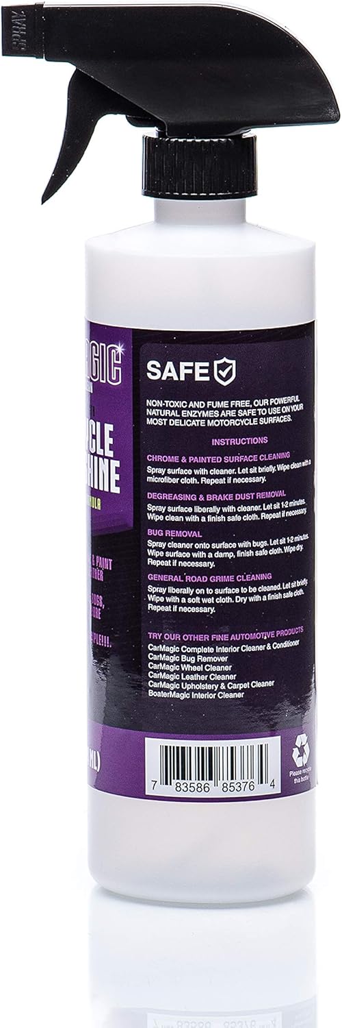 CycleMagic Motorcycle Clean and Shine - Motorcycle Cleaner & Conditioner | Chrome Cleaner, Leather Cleaner, Paint & More | Eliminates Grime, Brake Cleaner, Dirt & Debris | USA Made (16oz Spray Bottle)