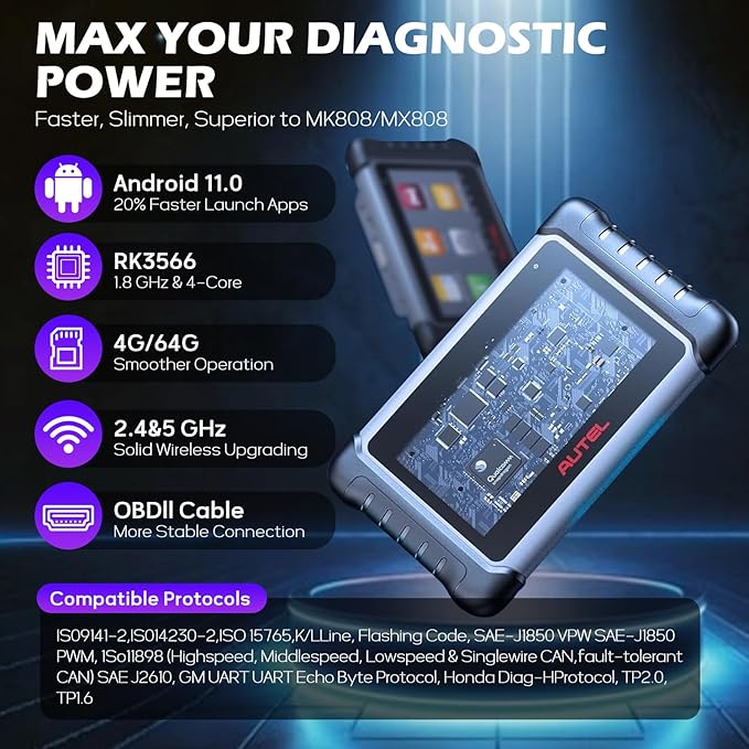 Autel MaxiCOM MK808Z, Autel Scanner, 2025 Bi-Directional Tool, OBD2 Scanner for All Vehicles All System Diagnostic Tool Bi-Directional Control Same as MaxiCOM MK808 Lite MX900