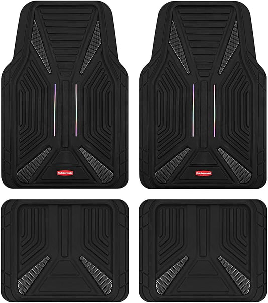 Rubbermaid Car Mat Full Set, Universal Trim-to-Fit Heavy-Duty Car Floor Mats – 4-Piece Set for All Weather Protection – Durable Rubber Mat for Cars, Trucks, SUVs & Vans-Black