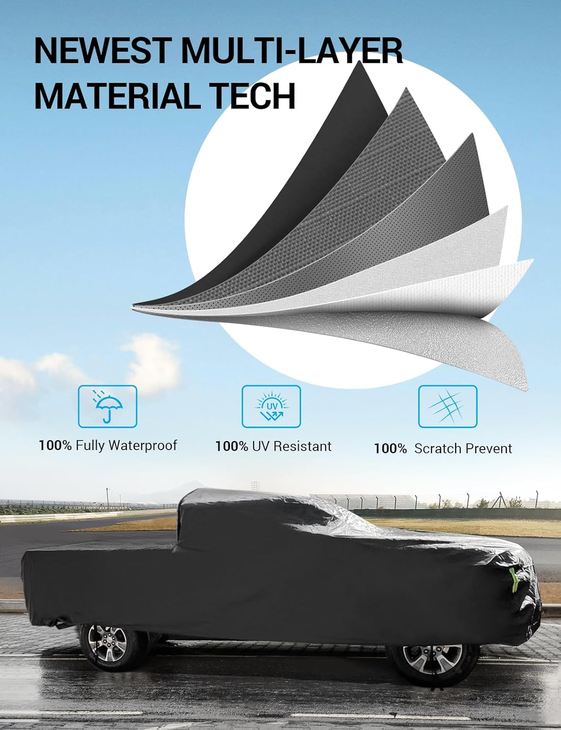 Proadsy 2025 Upgrade Car Cover for Ford F150 4 Door 2015-2024 2025 Extended Cab 6.5-ft Bed, Windproof All Weather Waterproof Sun Rain UV Dust Snow Protection Full Outdoor Indoor Exterior Car Cover