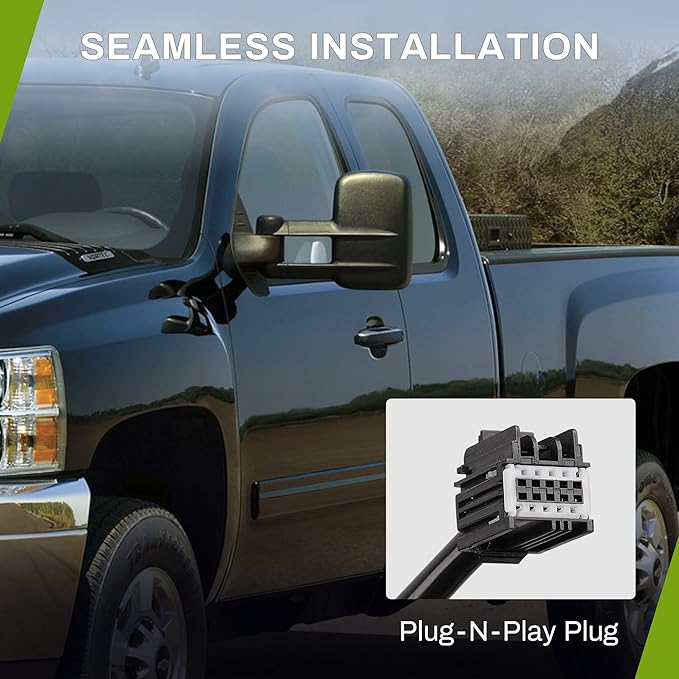 AUTOSAVER88 Towing Mirrors Compatible with 2007-2013 Chevy Silverado GMC Sierra All Models Right and Left Side Mirror Power Adjustable Heated Tow Mirror Set