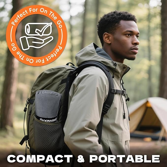 Camping Towels Quick Dry Sweat Towels for Gym, Absorbent Fast Drying Lightweight 27 inch X 55 inch Negative Ions Odorless Gym Towels for Men & Women,Yoga Sports Travel Outdoor (Large Gray)