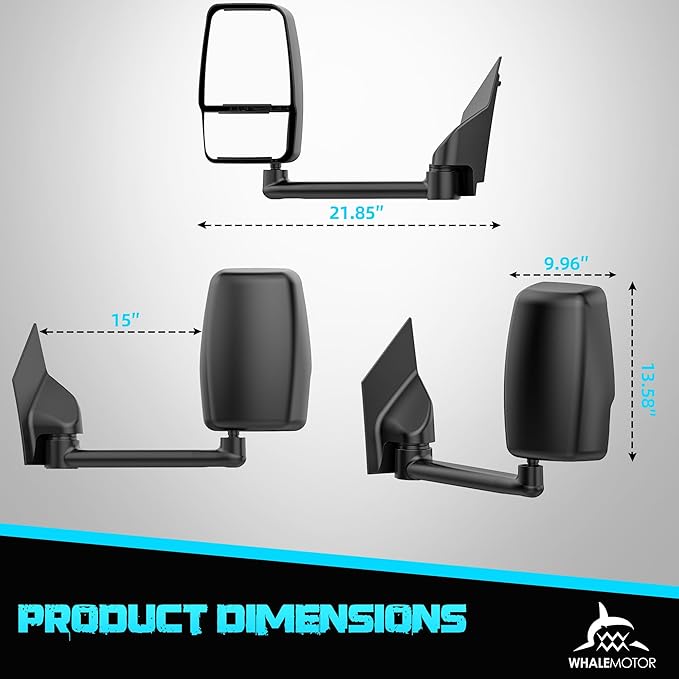 Tow Mirrors Compatible with Chevy Express GMC Savana 2003-2019 1500 2500 3500, Manual Folding Towing Van Side Mirrors Replacement, Set of Left&Right Side