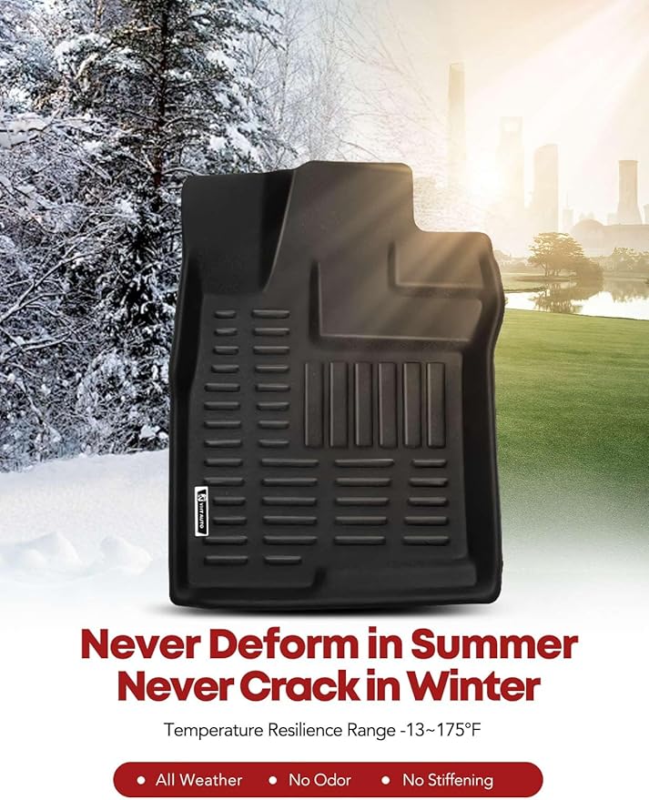 YHTAUTO Floor Mats Fit 2007-2014 Toyota FJ Cruiser(Without Hook Retention), TPE All Weather Car Mats Waterproof Anti-Slip Odorless Floor Liner, Interior Car Accessories Front & 2nd Row Liner