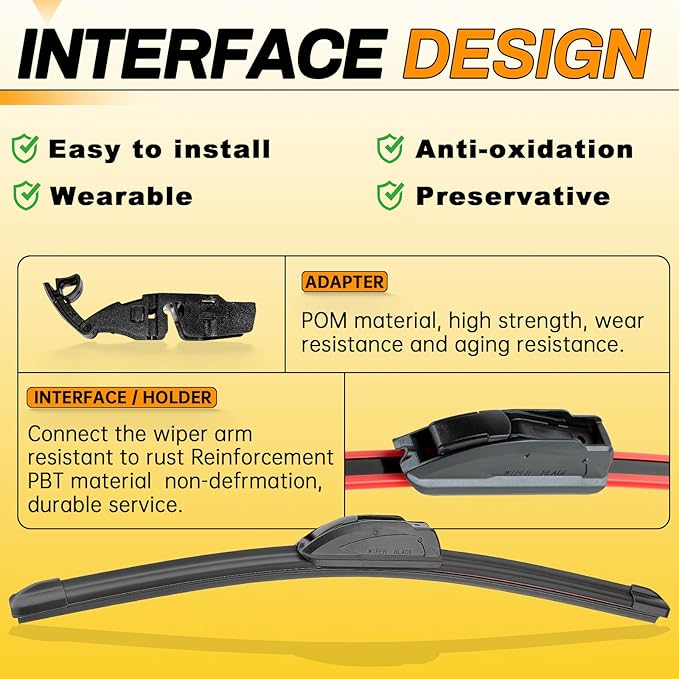 AUTOBOO 26" and 17" Windshield Wipers Blades (Pack Of 2),OEM Quality Premium All-Seasons Wiper blades,Stable and Quiet Armor wiper blades