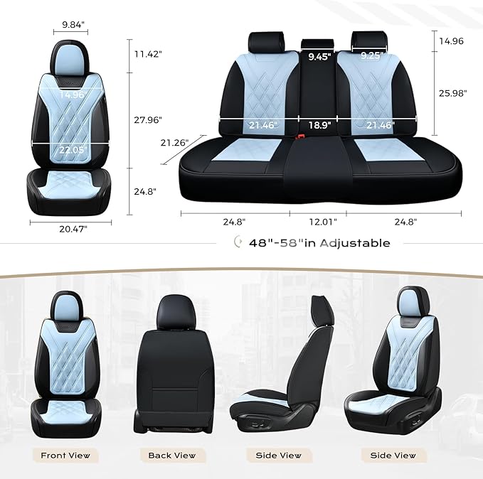 Coverado Car Seat Covers Full Set, Seat Covers for Cars, Front Seat Covers and Back Seat Cover Waterproof Leather Automotive Seat Cover, Universal Car Interior Protectors Cushion for Most Cars
