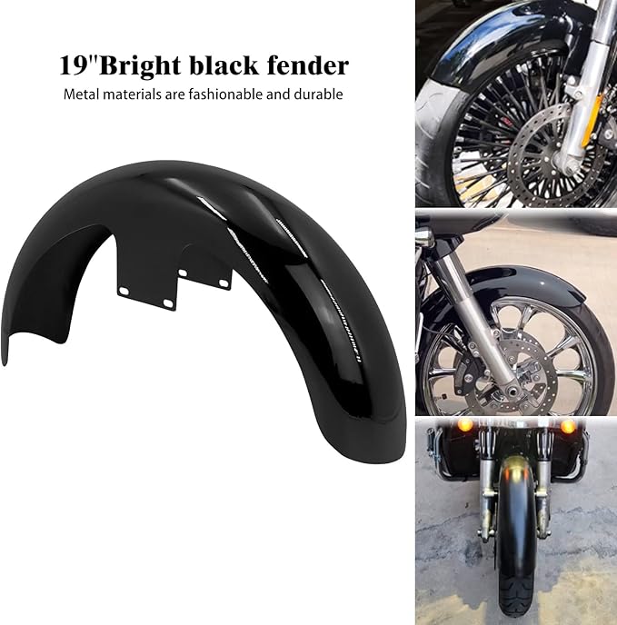 HDBUBALUS Motorcycle Front Fender 19" Wheel Wrap Mudguard Fit For 120 / R19 Wheel Harley Touring Electra Road Street Glide Baggers Road King Baggers Gloss Black