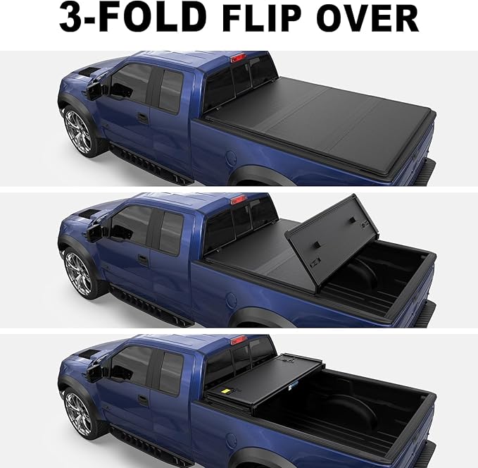 Fiberglass Tri Hard Truck Bed Compatible for 2004-2008 Ford F150 Styleside (Not for Flareside) 5.5 FT Bed On Top 66 inch Tonneau Cover