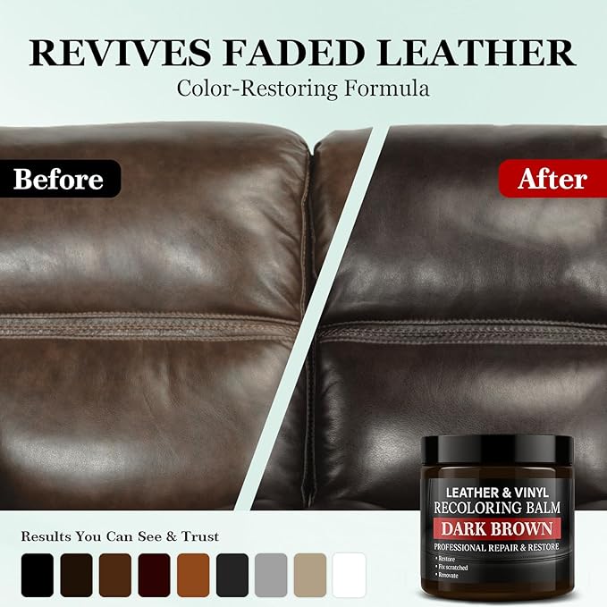 Leather Color Restorer, Leather Recoloring Balm, Scratch Remover, Leather Dye, Leather Paint, Leather Repair Kit for Furniture Couches Car Seats Shoes Bags, Gray