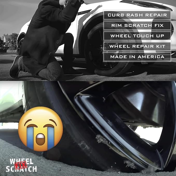 Wheel Scratch Fix® Gloss Black Rim Touch Up Paint, Alloy Wheel Scratch Repair, Curb Rash Repair, Wheel Touch Up Paint Pen, Rim Scratch Remover, (Universal Gloss Black Wheel Paint (Pen Only))