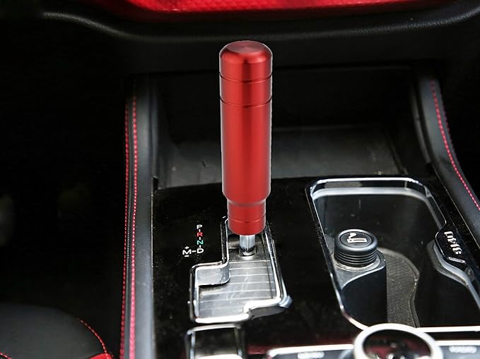 Abfer Weighted Shift Knob Aluminum Car Gear Stick Shifter Handle Shifting Lever Head Fit Most Automatic Manual Vehicle (Red)