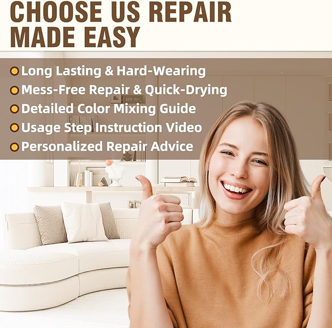 Cream Leather Repair Kit for Furniture, Vinyl Repair Kit for Car Interior, Sofa, Purse and Jacket, Restore Any Material with Super Easy Instructions to Fix Scratches, Tears, Holes, Peeling