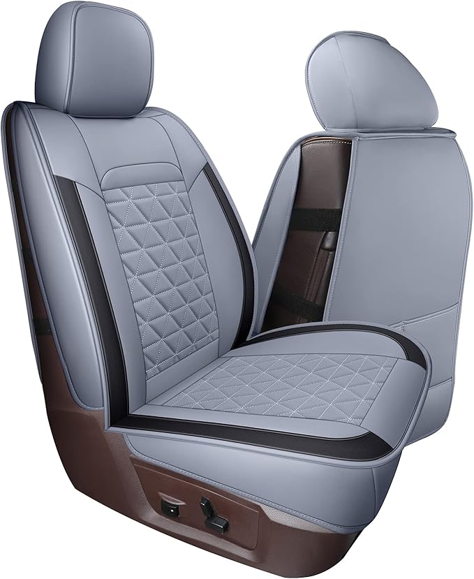 Coverado Car Seat Covers Full Set, Waterproof RAM 1500 Seat Cover Compatible with 2002-2025 RAM 1500 2500 3500 Crew Double Mega Quad Cab with Flat Bench, Gray