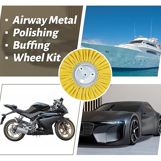 Liliful 18 Pcs 8" Airway Buffing Wheel, Aluminum Wheel Polishing Kit in Diameter 5/8 Inch Arbor Hole, Polishing Compound and Aluminum Metal Rake Kit for Angle Grinder Mirror Finish