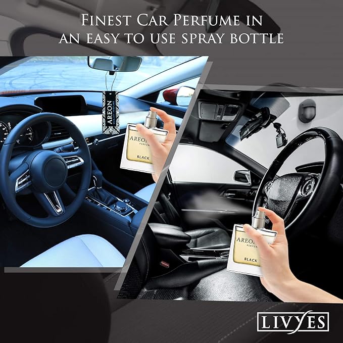 AREON MCP07 Car Perfume 1.7 Fl Oz. (50ml) Glass Bottle Car Air Freshener Spray, Verano Azul (Seashore Freshness)