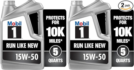 Mobil 1 Advanced Full Synthetic Motor Oil 15W-50, 5 Quart (Pack of 2)