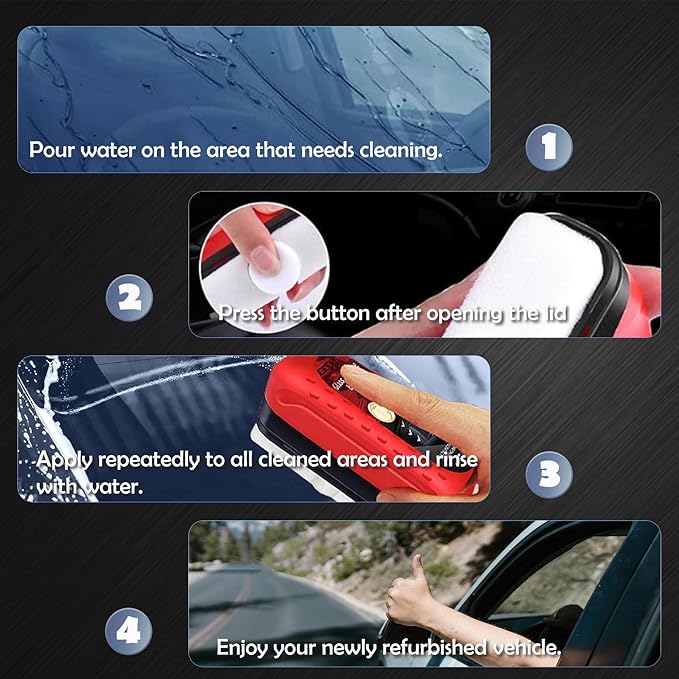 New 2-Pack Automotive Oil Film Cleaning Brush, Oil Film Remover for Car Windshield, Car Window Glass Cleaning Board, Universal Anti-Rain Fog Cleaning Glass Brush, Red