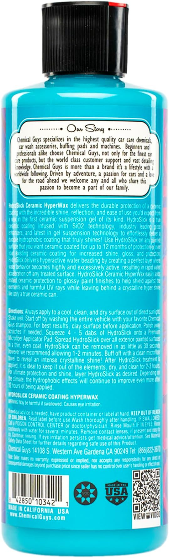 Chemical Guys HydroSlick Intense Gloss SiO₂ Ceramic Coating HyperWax - High Shine and Long-Lasting Protection, Safe for Cars, Trucks, SUVs, Motorcycles, RVs, and More - 16 oz