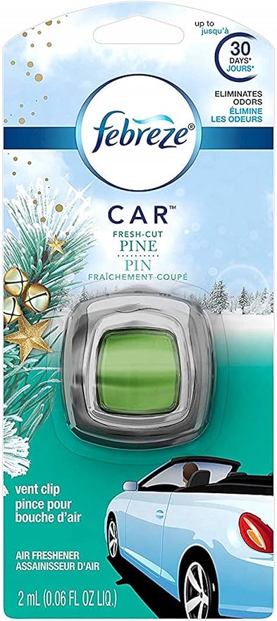 Febreze Car Vent Clip Air Freshener - Fresh-Cut Pine - Holiday Collection 2017 - Net Wt. 0.06 FL OZ (2 mL) Per Vent Clip - Pack of 2 Vent Clips