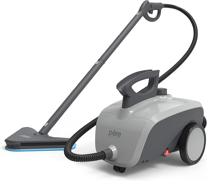 Pure Enrichment PureClean XL Rolling Steam Cleaner – Professional 1.5L Multi-Purpose Heavy Duty Steamer, 17 Accessories, Chemical-Free Deep Cleaning of Floors, Upholstery, Windows, Grout, Cars & More