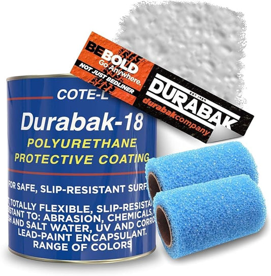 Durabak-18 Textured Truck Bed Liner Gallon KIT - Roll On Coating | DIY Custom Coat for Bedliner and Undercoating, Auto Body, Automotive Rust Proofing, Boat Repair (Gallon, Light Gray)