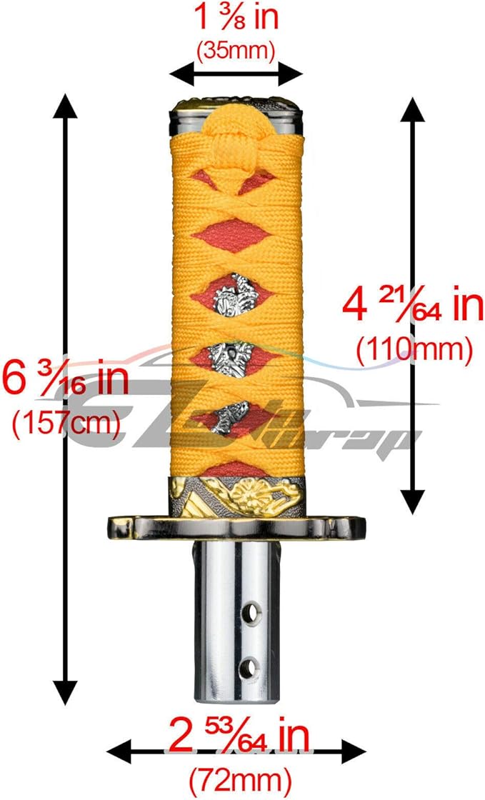 EZAUTO WRAP 10cm Orange Red Shift Knob Samurai Sword Alloy Katana with Adapter Universal