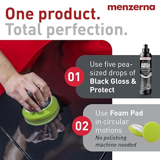 MENZERNA Black Gloss & Protect 8.5 oz I 2-in-1 Black Car Polish & Sealant I Removes Fine Scratches, Swirl Marks & Holograms I Restores & Protects Car Paint I Color Depth & Glossy Finish