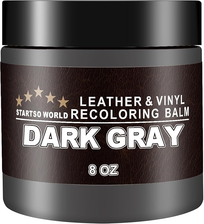 STARTSO WORLD Leather Recoloring Balm, Dark Gray Leather Repair Kit for Furniture, Leather Dye, Leather Color Restorer for Couches, Leather Couch Paint | Repair, Restore & Renew Old, Faded Leather